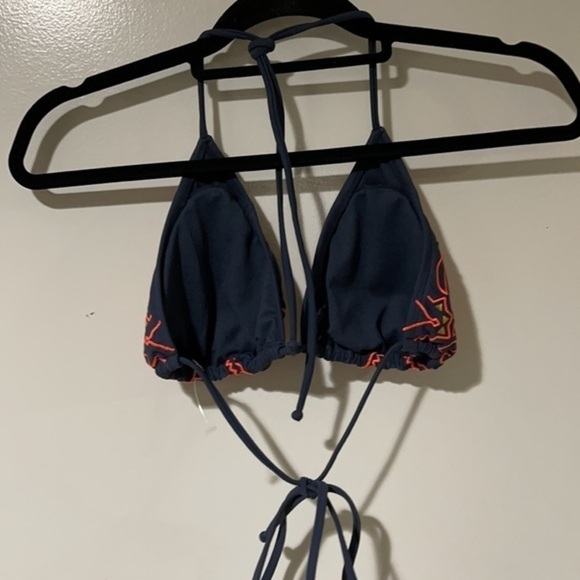 NWOT Xhilaration Blue/Orange Abstract Print Triangle Swim Bikini Top Sz M - Picture 2 of 4